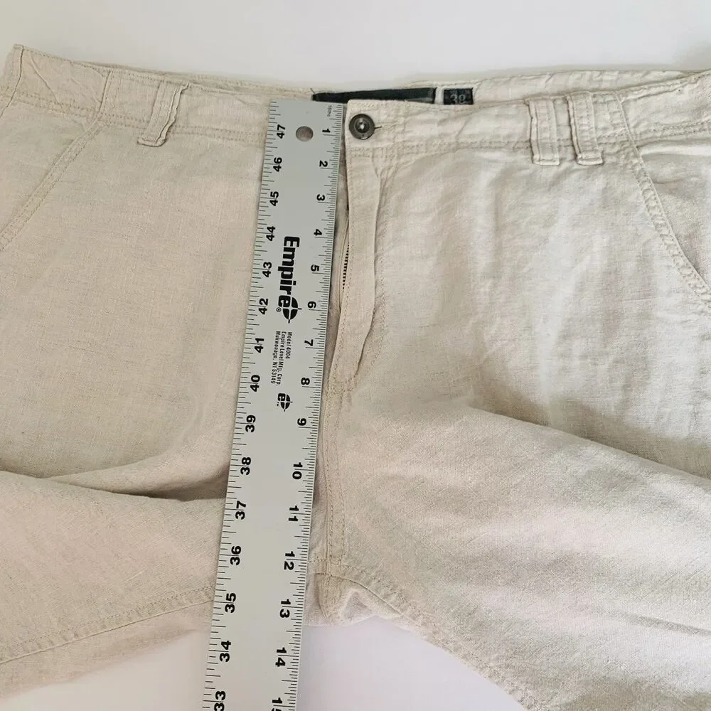 Old Navy 100% Linen Pants Mens 38x30 Beige Straight Leg Coastal Resort Beach Y2K